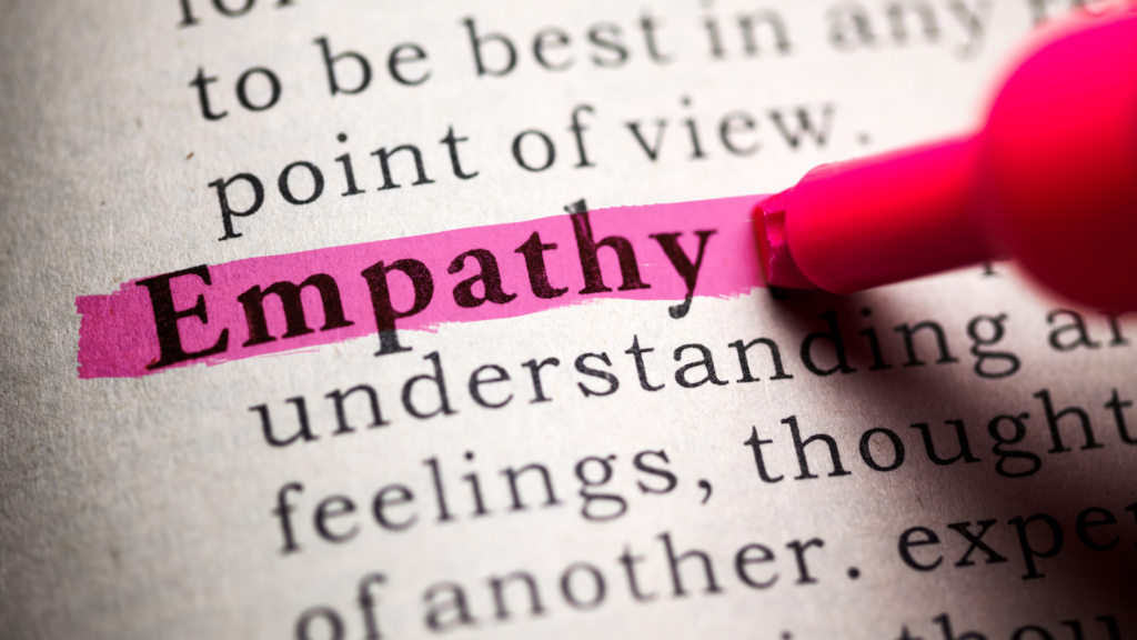 The Word Empathy highlighted in pink color